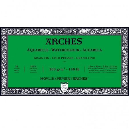 Blocco di Carta per Acquerello - 20 Fogli - 300gr. - Arches
