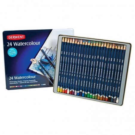 Pastelli Acquerellabili Watercolour in Scatola di Metallo - 24 Colori - Derwent