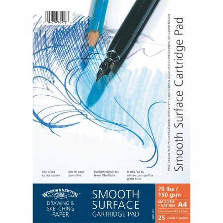 Blocco di Carta Smooth Surface Cartridge Pad 150gr. - con Spirale - 25 Fogli - Winsor&Newton