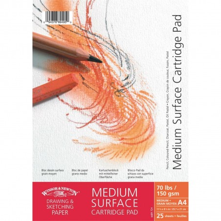 Blocco di Carta Medium Surface Cartridge Pad 150gr. - con Spirale - 25 Fogli - Winsor&Newton