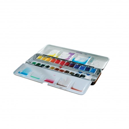 Acquerello Cotman Metal Sketchers Box - 24 Mezzi Godet - Winsor&Newton