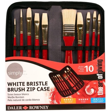 Set 10 Pennelli in setola bianca naturale - Daler Rowney