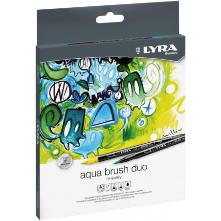 Pennarelli Acquerellabili Aqua Brush Duo - 12 pz. - Lyra