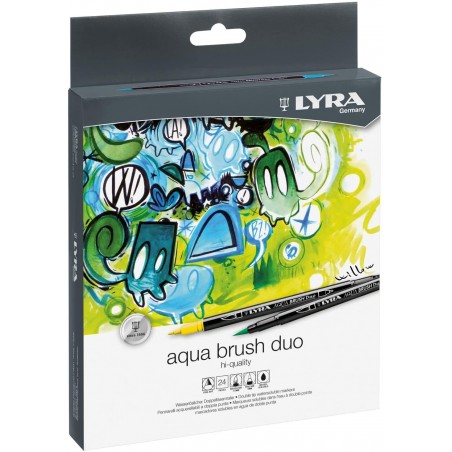 Pennarelli Acquerellabili Aqua Brush Duo - 24 pz. - Lyra
