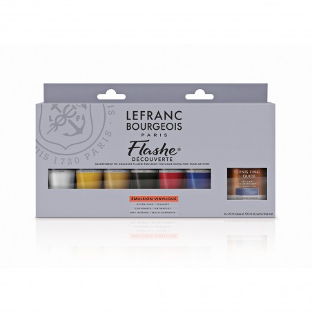 Acrilico Flashe Set 6 Tubi da 20ml. + Vernice Finale Opaca 120ml. - Lefranc&Bourgeois