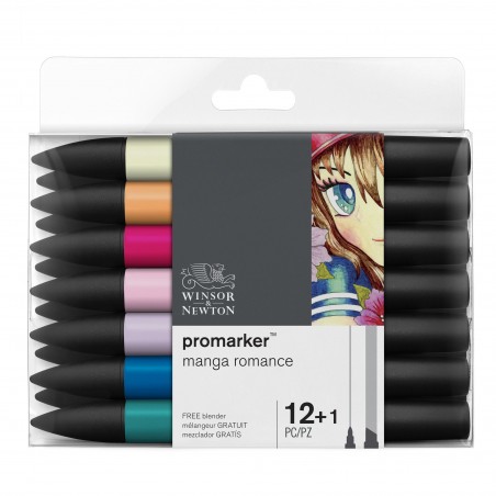 Pennarelli Promarker Manga Romance - 12+1 Blender in Omaggio - Winsor&Newton