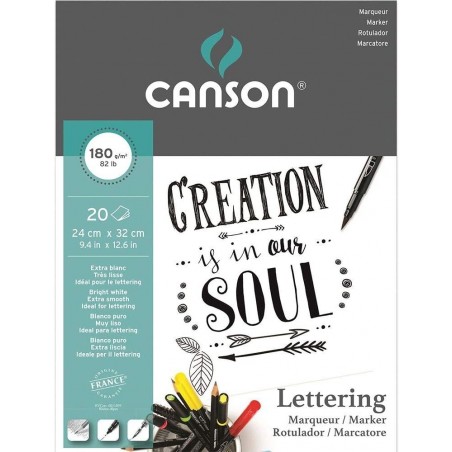 Blocco di Carta Lettering Marker - 24x32cm. - 20 Fogli - 180gr. - Canson
