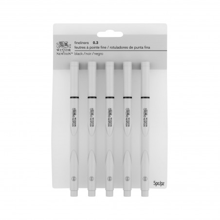 Penne Pigment Fineliner Black - Set 0,3 x 5pz. - Winsor&Newton