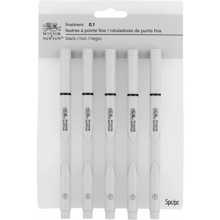 Penne Pigment Fineliner Black - Set 0,1 x 5pz. - Winsor&Newton