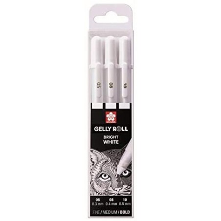 Penne Gelly Roll - Set 3 Penne Gel Bianche - Sakura