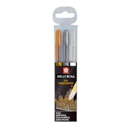 Penne Gelly Roll 0,5 - Set Oro Argento Bianco - Sakura