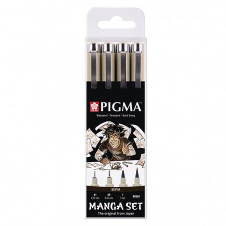 Penne Manga Pigma Set Seppia - Sakura