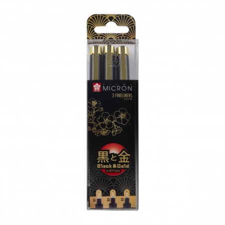 Penne Pigma Micron Set Anniversary Gold Edition 3pz. - Sakura