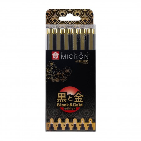 Penne Pigma Micron Set Anniversary Gold Edition 6pz. - Sakura