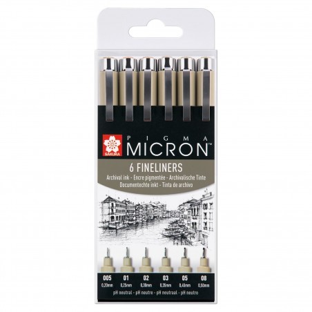 Penne Pigma Micron Nero Set 6pz. - Sakura