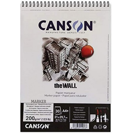 Blocco di Carta The Wall - 30 Fogli - A4 - 200gr. - Canson