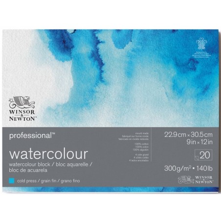 Blocco di Carta per Acquerello Professional Grana Fine - 300gr. - 20 Fogli - Winsor&Newton