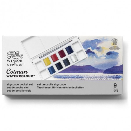 Acquerello Cotman Set Cielo - 8 Mezzi Godet + Pennello - Winsor&Newton