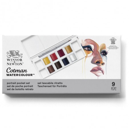 Acquerello Cotman Set Ritratto - 8 Mezzi Godet + Pennello - Winsor&Newton