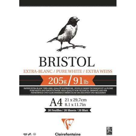Blocco di Carta Bristol - A4 20 Fogli 205gr. - Clairefontaine