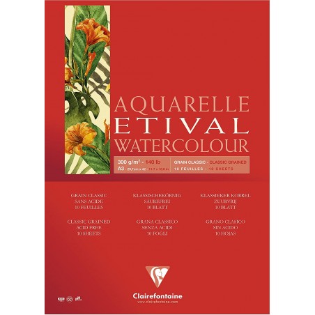 Blocco di Carta per Acquerello Etival Grana Classica - 10 Fogli 300gr.