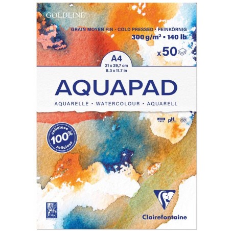 Blocco di Carta per Acquerello Goldline Aquapad - 50 Fogli 300gr. - Clairefontaine