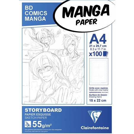 Blocco di Carta Manga Storyboard Griglia 6 Quadri - A4 100 Fogli 55gr. - Clairefontaine