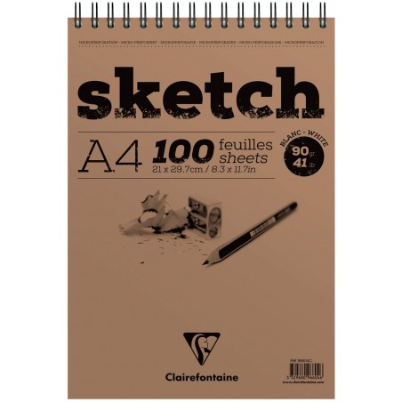 Blocco di Carta Sketch Spiralato Bianco - 100 Fogli 90gr. - Clairefontaine