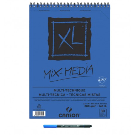 Blocco di Carta XL Mix Media A4 300gr. 30 Fogli + Aqua Brush Duo Lyra - Canson