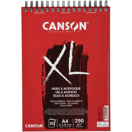 Blocco di Carta XL Huile Acrylique a Spirale 290gr. - Canson