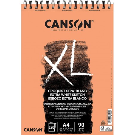 Blocco di Carta XL Extra Blanc a Spirale A4 90gr. - Canson