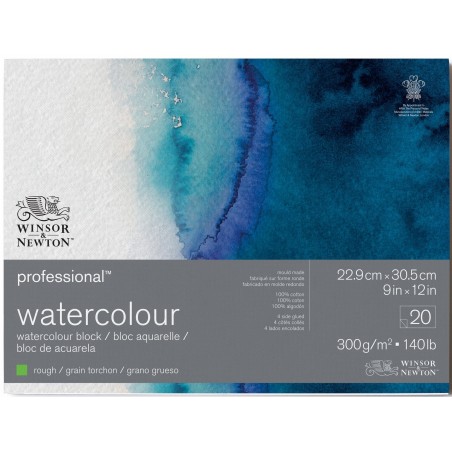 Blocco di Carta per Acquerello Professional Grana Torchon - 300gr. - 20 Fogli - Winsor&Newton