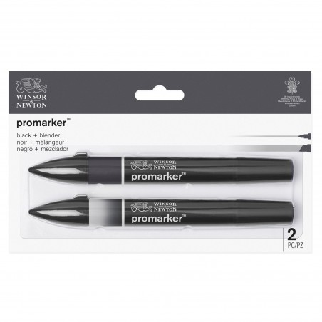 Pennarelli Promarker Confezione da 2 Pezzi Black + Blender - Winsor&Newton