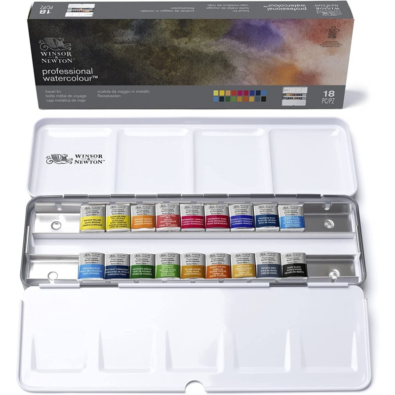 Acquerello Professional Water Colour Set 18 Mezzi Godet