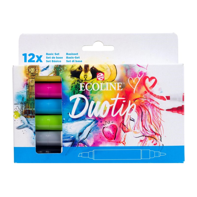 Pennarelli Ecoline Duo Tip - Set 12 Colori