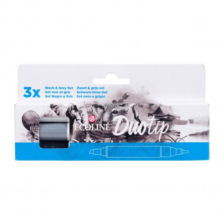 Pennarelli Ecoline Duo Tip - Set Grigi e Nero