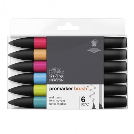 Pennarelli Brushmarker 6 Toni Medi - Winsor&Newton