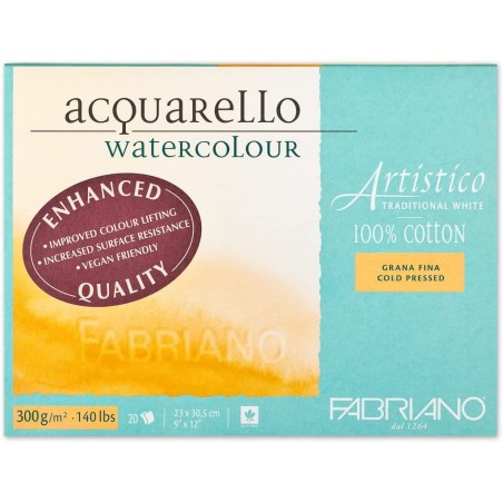 Blocco di Carta Artistico Grana Fine 300gr. - 100%Cotone