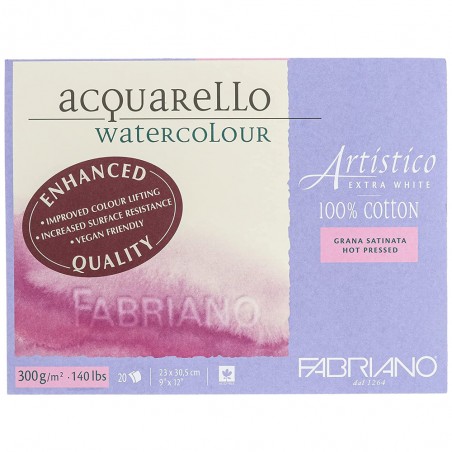 Blocco di Carta Artistico Extra White Grana Satinata 300gr. - 100 % Cotone
