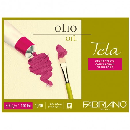 Blocco Tela, Carta per Pittura ad Olio 24x32cm. - 10 Fogli da 300gr.