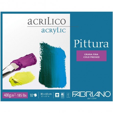 Blocco di Carta per Acrilico Grana Fine 30x40cm. - 10 Fogli da 400gr.