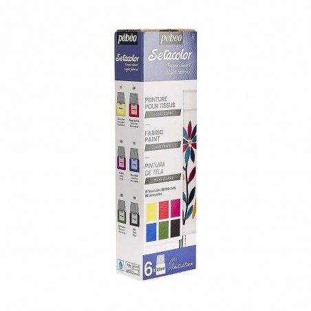Setacolor Colori per Tessuti Chiari - Set 6 colori da 20ml.