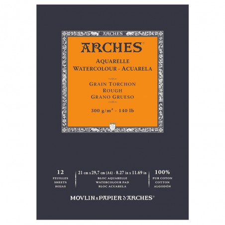 Blocco di Carta per Acquerello Grana Grossa, 12 fogli da 300gr. - Arches