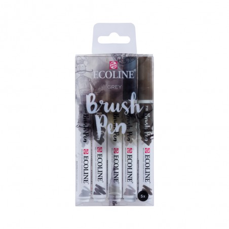 Pennarelli Ecoline Brush Pen, Set 5 Colori Grigi - Royal Talens