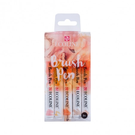 Pennarelli Ecoline Brush Pen, Set 5 Colori Rosa+Beige - Royal Talens