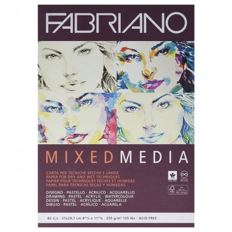 Blocco di Carta Mixed Media per Tecniche Miste, 250gr. - Fabriano