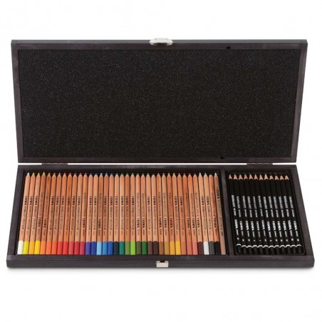 Matite Rembrandt Polycolor+Design, Cassetta in Legno 49pz. - Lyra