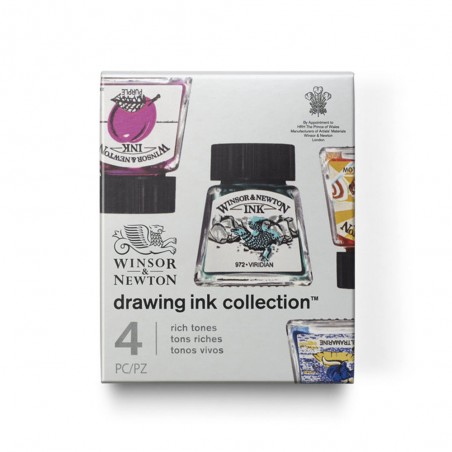 Inchiostro Drawing Ink, Set 4 Colori Ricchi - Winsor&Newton