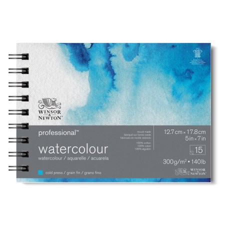 Blocco di Carta Spiralato per Acquerello Professional Grana Fine, 15 fogli da 300gr. - Winsor&Newton