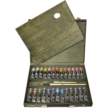 Cassetta in Legno Vintage Olio Classico, 26x20ml. - Maimeri